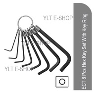 ECT 8 Pcs Hex Key Set With Key Ring (1/16”, 5/64”, 3/32”, 1/8”, 5/32”, 1/4”, 7/32”, 3/16”)