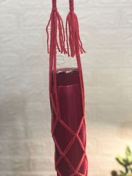 純手工 毛線 編織 飲料袋 環保袋 紅色 #2020掰掰