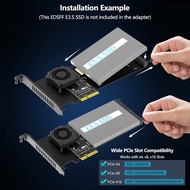 PCIe 5.0 x4 to E1.S/E3.S (EDSFF Gen-Z) SSD Adapter Card with Cooling Fan Support 5.9mm, 8.01mm, 9.5m