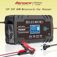 FOXSUR Black Industrial 8A Battery Charger 12V 24V AGM Motorcycle Car Charger