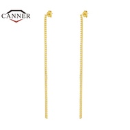 CANNER 925 Sterling Silver 18k Gold Plated Stud Earrings for Women Tassel Piercing Long Chain Earing