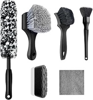6PCS Car Wheel Brush Kit for Cleaning Wheels,Tires, Tire Brush, Wheel Cleaner Brush, Soft-bristled R