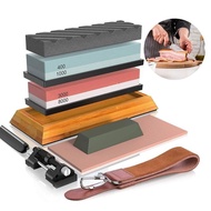 Knife Sharpening Stone Set, Whetstone，Knife Sharpener Stone Set 4 Side Grit 400/1000 3000/8000, Prof