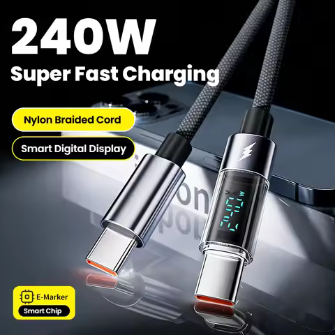 Elough 240W Dual Type C Lntelligent Digital Display Transparent PD27W Fast Charging Data Cable for i