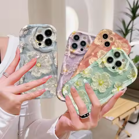 Ins Oil Painting Flower Phone Case For Samsung Galaxy A72 A13 A53 A33 A73 5G A02S A22 A02 A03 J7 Pri