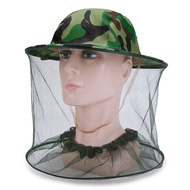 หมวกตาข่าย หมวกลายทหาร หมวกกันยุง หมวกกันแมลง หมวกมุ้งตาข่ายกันแมลง หมวกปีกลายพรางทหาร (สีเขียว)