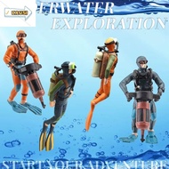 CAUSI Simulated Diver Miniature, PVC Seabed Exploration Diver Model, Cool Blue Orange Doll Scene Sim