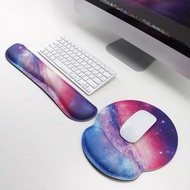 ~ 2PCS Rubber Fabric Memory Foam Gel Marble Pattern Mouse Mat Rubber Gaming Mouse Pad Wrist Guard Keyboard Pad Thickened Game Creativity Lovely Home Office Wrist Rest Pad Hand Pillow