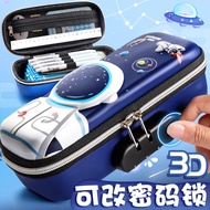 Large Capacity Pencil Case for Boys with Combination Lock, Multifunctional Cartoon Stationery Box fo