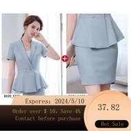 Blue Blazer Women's Short Sleeve2022Summer New Elegant Professional Tailored S