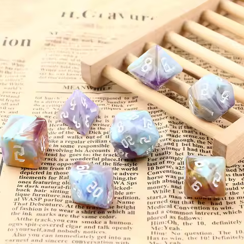 Polyhedral 7-Dice Two-Tone Swirl-DND Dice Set for RPG/MTG D4 D6 D8 D10 D% D12 D20 Dice Games 7pcs/se