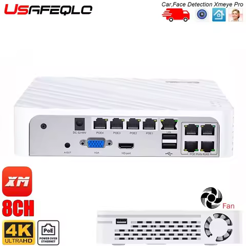 4K 8CH POE NVR 8MP POE Network Video Recorder Supports up to 8 x 8MP/4K IP Cameras 8-Channel Power O