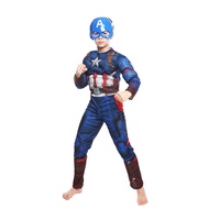 HSCTEK Muscle Captain America Costume, Marvel Superhero Jumpsuit for Kids/Adults (Captain America Sh