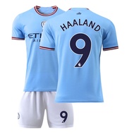 เสื้อฟุตบอลแมนเชสเตอร์ซิตี้ No.17 Kevin De Bruyne No.9 Erling Haaland สำหรับเด็กหญิงเด็กชายและผู้ชาย