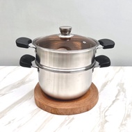 Premium 2-level steamer steamer 28cm/steamer pot/soup pot stainless Thickness 20cm 22cm 24cm 26cm 28cm