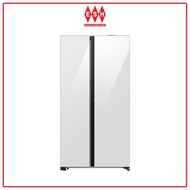 Samsung RS80F65MNWME (White Glass) 646L Bespoke AI Auto Open Door Side-by-Side Refrigerator | ESH
