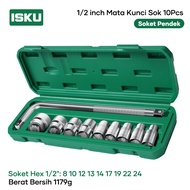 ISKU Kunci Socket Extention Impact 10pcs Bahan CR-MO Panjang Mata Sock Impact 1/2 10-24mm Gagang L