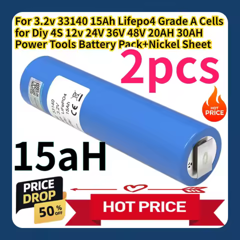 For 3.2v 33140 15Ah Lifepo4 Grade A Cells for Diy 4S 12v 24V 36V 48V 20AH 30AH Power Tools Battery P