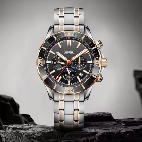 BEXEI 9213 Diving watch Captain Cook Automatic movement mechanical men's calendar week Month Dial 5A