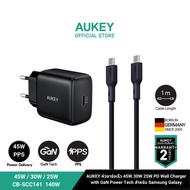 [ชุดชาร์จเร็วสำหรับซัมซุง] AUKEY หัวชาร์จเร็ว 45W 30W 25W PD Wall Charger with GaN Power Tech สำหรับ