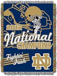 NCAA Notre Dame Fighting Irish 2012 BCS National Champions Triple Woven Tapestry Throw Blanket, Blue