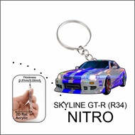 gtr gt-r r34 nitro 2d keychain