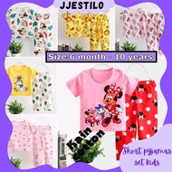 Baju Budak Perempuan (1-9y) Tshirt Kanak Kanak Lengan Pendek Seluar Panjang Baju Baby Girl Kids Pyja
