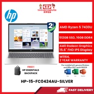 HP-15-FC0424AU-SILVER-AMDRYZEN5-7430U,16GBR4,512GBSSD,15.6"FHD,AMDRADEON,W1164,2YRS,H&S
