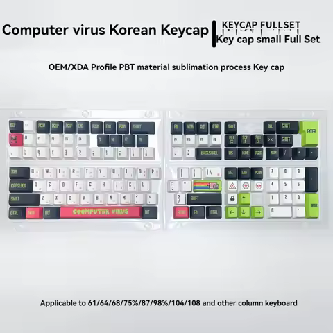 Computer Virus Theme Hangul Keycaps Custom Dye-sublimation PBT Korean OEM/XDA Keycaps for Mechanical