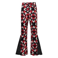 Retro 70s Disco Printed Sequin Flared Men Pants Cosplay Outfits Halloween Party Suit