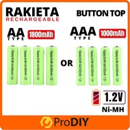 RAKIETA 1.2V AA 1000mAh / AAA 1800mAh Button Top Rechargeable Battery