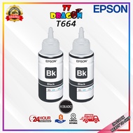 2x EPSON T664 REFILL INK BLACK (70ML)
