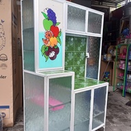 rak piring aluminium modern kaca keramik 3 pintu jumbo