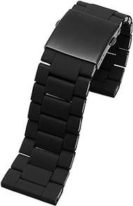 GANYUU 28mm Silicone Stainless Steel Watchband Watch Strap For Diesel DZ7396 DZ7370 DZ4289 DZ7070 DZ7395 Men Rubber Wrist Band Bracelet (Color : Black, Size : 28mm)
