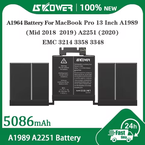 SKOWER A1964 Laptop Battery For MacBook Pro 13 Inch A1989 (Mid 2018 2019) A2251 (2020) EMC 3214 3358