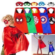 Halloween Superhero Cape Masks Kids Cosplay Costume Superman Batman Hulk Iron Man Elsa Cloak Kids Thor Spiderman Party Face Mask Captain