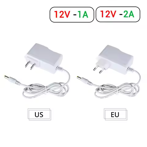 DC 12V Power Supply Adapter Charger Lighting Transformer Input AC 100-240 V to Output DC 12V 1A 2A 1