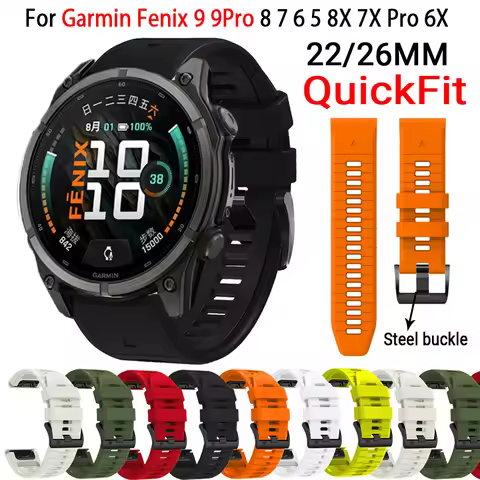for Garmin Fenix 9 9PRO 47mm 51mm Bands 22 26mm Silicone WatchBand for Garmin Fenix6 6X Pro 5X 5Plus