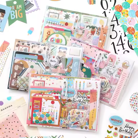 Cute Emoji-Themed Student Journal, Sticker Material Pack, Journal Material Gift Pack, Journal Decora