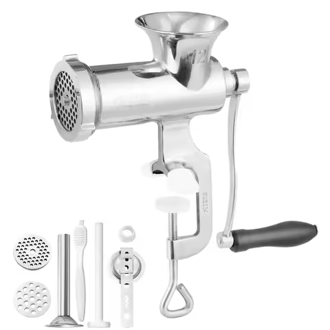 SucceBuy Manual Meat Grinder 304 Stainless Steel Hand Meat Grinder with Steel Table Clamp Meat Mince