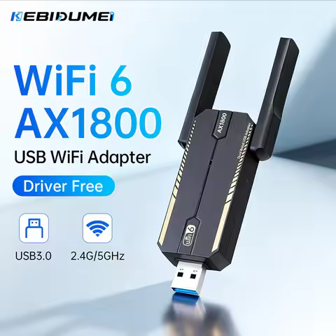 KEBIDUMEI USB 3.0 WiFi 6 Adapter AX1800 Dual Band 2.4/5Ghz 1800Mbps Driver-Free High Gain for Deskto