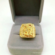 HZP 999 Gold-plate Dragon Ring for men Embossed Domineering Men's Opening Ring 24K Gold Jewelry Euro