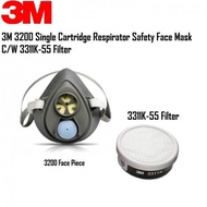 3M 3200 REUSABLE SINGLE CARTRIDGE RESPIRATOR FACE MASK C/W 3311K-55 FILTER