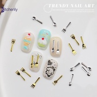 Kitchenly 50Pcs Mixed Ins Niche Tableware Series Spoon Fork Nail 3D Metal Nail Mold Nail Decorations