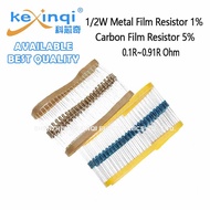 (50pcs) 1/2W Metal Film Resistor 1% Carbon Film Resistor 5% 0.1R~0.91R 0.1R 0.47R 0.22R 0.5R 0.33R 0