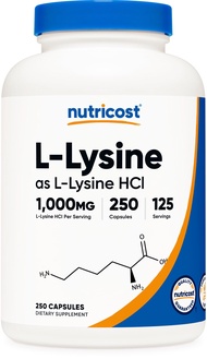 L-Lysine 1000mg, 250 Capsules - 500mg Per Cap, Gluten Free, Non-GMO