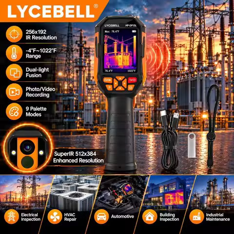 HoldPeak DP15L Thermal Camera 256x192 550℃ 9 Palettes Video Recording USB Transfer for Electrical In