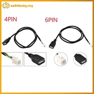 xo94bsby 75cm Car USB Cable Adapters 4Pin And 6Pin For Android Car Radio Stereo Connectors USB Exten