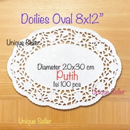 [Isi100] Oval Paper Doilies 8x12 Pieces Size 20x30 cm White White Oval Paper Doilies 20x30cm Oval La