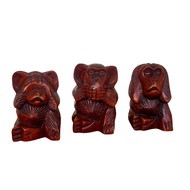 MATA Wooden Animal Statue / Three-Stacked Monkey Animals / Mouth Cover / Eye Cover / Ear Cover (Sold